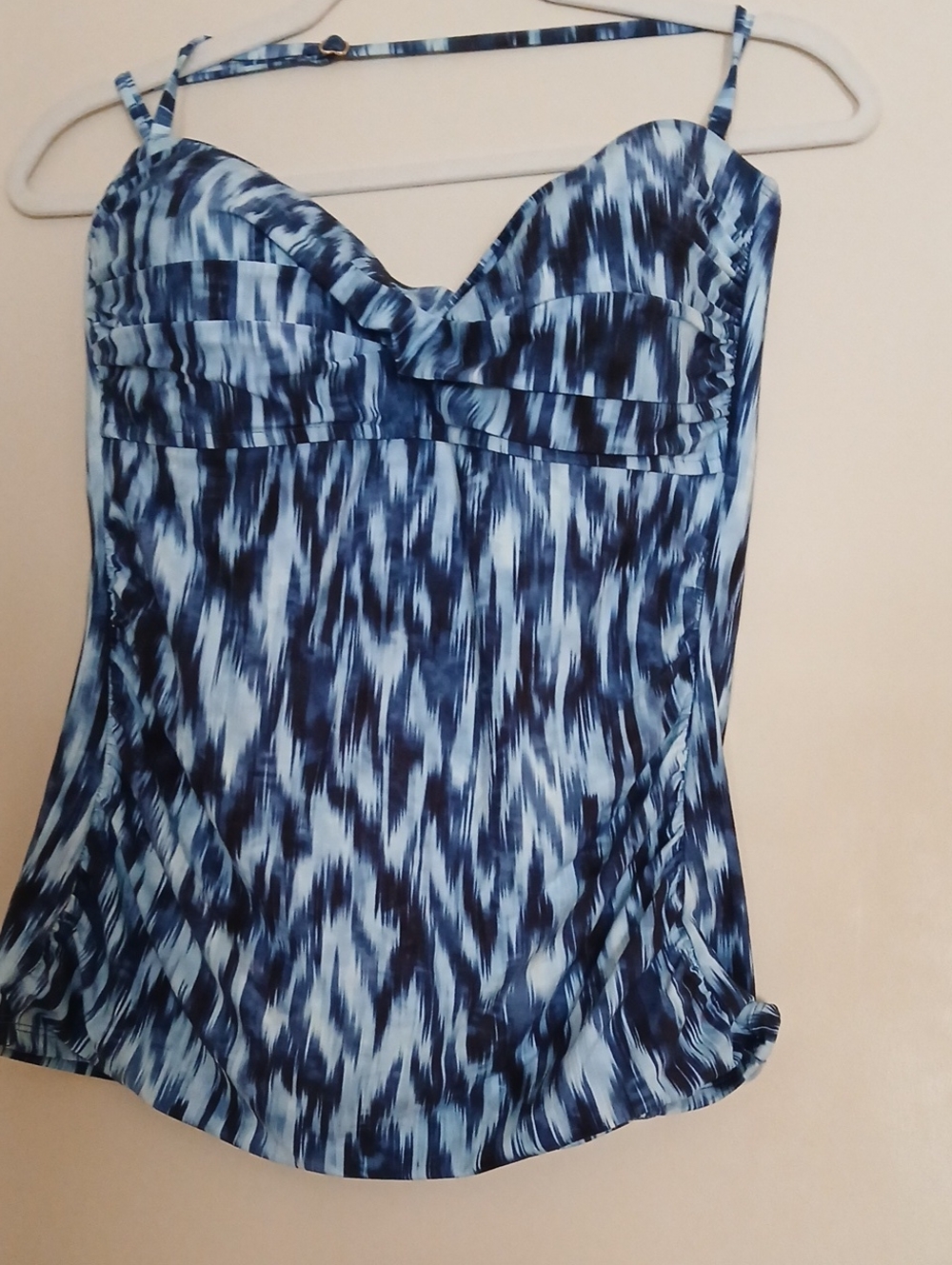 Anne Cole Blue Patterned TANKINI top with Sweetheart Neckline